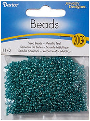 Darice Glass Seed Bead, Metallic Teal