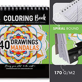 Set of 74-Piece Drawing Set & 3 Coloring Books for Adults & Kids: Animals, Mandalas, Flowers - Tool Set, Pencil Case with Watercolor Pencils, Colored, Graphite, and Charcoal Pencils + Accessories