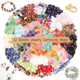 Crystal Beads for Ring Making, 1628Pcs Crystal Chips and Gemstone Beads with 32 Colors for Jewelry Making, Crystal Ring Making Kit with Plastic Box for Jewelry Ring, Bracelets, Earring Making Supplies
