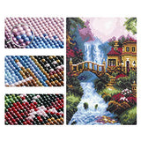5D Full Drill Diamond Painting Kit, Country Landscape Rhinestone Embroidery Paintings Pictures Arts Craft for Home Wall Decor, 12 X 16 Inch(Waterfall)