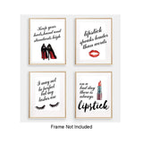 Fashion Inspirational Art Print Makeup Art Set of 4 (8"X10" Canvas Fashion Women Painting,Motivational Phrases Art Poster for Women or Girls Room Home Decor,No Frame