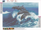 New 5D Diamond Painting Kits for Adults Kids, Awesocrafts Jumping Dolphins Full Drill DIY Diamond Art Crystal Rhinestone Paint by Diamonds Cross Stitch (Dolphin)