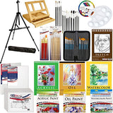 US Art Supply 133pc Deluxe Artist Painting Set with Aluminum and Wood Easels, Paint and Accessories