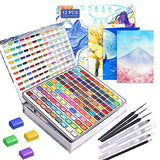 120 Premium Watercolor Paint Set in Portable Box with Gift Wrap,Art Supplies Including 3 Detail Paint Brushes,3 Water Brush Pens,1 3B Pencil and 12 Sheets Watercolor Paper(350GSM)