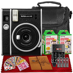 Fujifilm Instax Mini 40 Instant Film Camera with 40 Sheets Instant Mini Film, AA Batteries, Battery Charger, Frames, Stickers & Photo Album in Deluxe Accessories Bundle Perfect for Photographers