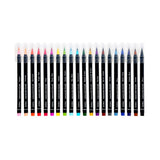 Watercolor Brush Pens - 20 Pre-Filled Water Color Brush Markers with Real Brush Tips for Water Coloring - Bonus Cloth Canvas Wrap and Water Brush Pen - Odor & Oil Free - 22 Piece Set