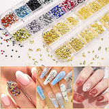 JOYJULY Professional 3D Nail Art Decoration Set with 10 Sheets Self-Adhesive Nail Art Stickers Holographic Nail Art Glitter Butterfly Maple Leaf Nail Sequins Nails Rhinestones Stuff for Nails Art