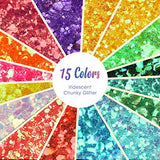 LET'S RESIN Iridescent Fine& Chunky Glitter, 15 Colors Rainbow Craft Glitter for Resin, Sparkle Sequins Glitter for Tumbler/Slime/Nail Art