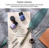 Calligraphy Feather Pen Set - 13-Piece Kit Calligraphy Set Includes 1 Feather Dip Pen, 1 Glass Pen, 5 Bottle of Ink, 4 Replacement Nibs, 1 Pen Nib Base, 1 Metal pen holder Writing Quill Pen, Anitque D