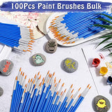 100Pcs Paint Brushes Bulk Small, Anezus Paint Brushes for Kids Fine Paint Brushes Set Detail Paint Brushes for Classroom Model Canvas Face Nail Art Acrylic Watercolor Paint Craft Supplies