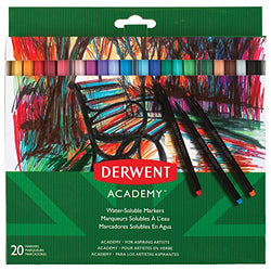 Derwent Academy Water-Soluble Markers, Fine Tip, 20 Pack (98202)