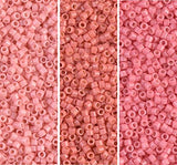 Miyuki Delica Seed Beads Bundle: Size 11/0, Duracoat Opaque Lychee (DB2113), Lt Watermelon (DB2114)