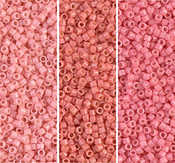 Miyuki Delica Seed Beads Bundle: Size 11/0, Duracoat Opaque Lychee (DB2113), Lt Watermelon (DB2114)