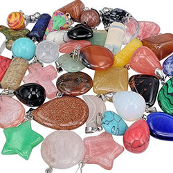 Chenkou Craft Wholesale Lots Mix Random 20pcs Natural Stone Pendants Charms Jade Turquoise Agate