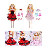 Toygogo Pack 2 36cm Ball Jointed Dolls Action Full Set Figure, Doll with Skirt Wig Shoes and Accessories,Makeup Custom DIY Toy Gift for Girls