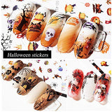 1200+ Patterns Halloween Nail Stickers - 3D Self-Adhesive Halloween Nail Art Stickers Decals Pumpkin Skull Spider Ghost Witch Nail Design for Halloween Party Manicure DIY Tips Decorations