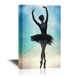 wall26 - Canvas Wall Art - Back View of a Ballet Dancer - Gallery Wrap Modern Home Decor | Ready to Hang - 12x18 inches