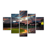 Yatsen Bridge Landscape Canvas Prints 5 Panels Fenway Park Painting Poster Baseball Game Wall Art Picture Decor for Living Room Bedroom Kitchen Office Home Present Framed Ready to Hang (60" Wx40 H)