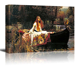 wall26 The Lady of Shalott by John William Waterhouse Famous Fine Art Reproduction World Famous Painting Replica on ped Print Wood Framed - Canvas Art Wall Decor - 24" x 36"