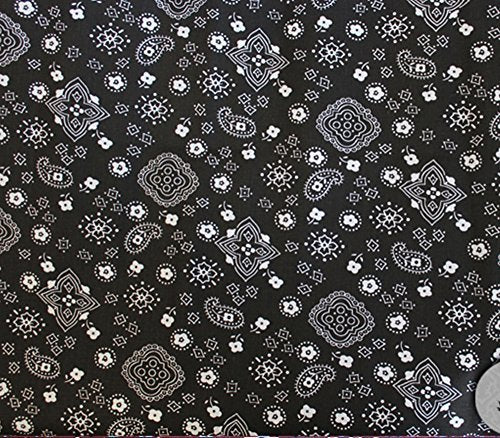 Polycotton Fabric Printed PAISLEY PATTERN BLACK / 60" Wide / Sold by the Yard