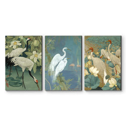 wall26 - 3 Panel Canvas Wall Art - Cranes Wading in Water Canvas Art Set - Giclee Print Gallery Wrap Modern Home Decor Ready to Hang - 24"x36" x 3 Panels