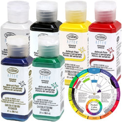 TESTORS - AZTEK Premium OPAQUE Acrylic Airbrush Paint 6-Color Set with FREE Color Wheel
