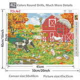 TOCARE 5D Diamond Painting Kits for Adults16x20Inch Round Full Drill Painting with Dotz Home Wall Art Decor, Autumn Fall Farm