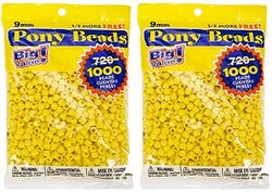 Darice 06121-2-06 1000 Count Pony Beads, 9mm, Opaque Lemon (2 pack)