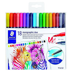 STAEDTLER double ended watercolor brush markers, marsgraphic duo, for illustrations, detail work,