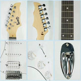 VACHAN 39 Inch Full Size Electric Guitar Kit for Beginner with 15w Amp,Humbucker Pickups,Capo, Shoulder Strap, String, Cable,Digital Tuner, Picks,Case Bag Starter kit,White