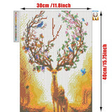 Diamond Painting Kits for Adults Kids Full Drill Crystal 5D DIY Diamond Gem Art Similane Beads Paint Craft for Children Home Wall Decor Gift Cross-Stitch Patterns（Deer ELK 16x12in）