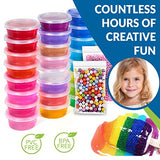 Ultimate Slime Kit - 24 Color Crystal Clear Fluffy DIY Starter Slime Supplies for Girls and Boys With Loads of Crunchy Accessories