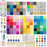 MIIIM 14400pcs Clay Beads for Bracelets Making Kit, 96 Colors 5 Boxes Heishi Beads, Flat Polymer Clay Beads with Letter Beads, Smiley Face Beads for Jewelry Making, Gifts, Crafts