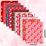 10 Pieces Valentine's Day Fabric 18 x 22 Inch Heart Printed Craft Fabric Love Sewing Fabric Bundles Precut Quilting Patchwork Fat Quarters DIY Fabric Scraps for Valentine's Day DIY Craft
