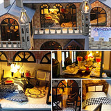 Spilay Dollhouse DIY Miniature Wooden Furniture Kit,Mini Handmade Big Castle Model with Dust Cover & Music Box & LED,1:24 Scale Creative Doll House Toys for Adult Gift (Dream Come True Castle )