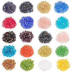 Bicone Crystal Beads 4MM 2000 PCS, Faceted Glass Acrylic Beads for Jewelry Making 20 Colors