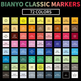 Bianyo Classic Series Alcohol-based Dual Tip Art Markers (Set of 72, Travel Case)