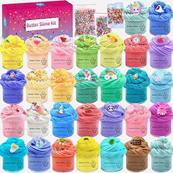 30 Pack Butter Slime Kit for Girls and Boys, Coffee Slime, Ice Cream Slime and Cake Slime, Super Soft & Non-Sticky, Birthday Gifts for Slime Party Favors