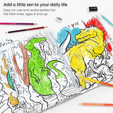 Arteza Kids Coloring Book and Pencils Set, 8.5 x 11 Inches, Dinosaur Illustrations, 50 Double-Sided Sheets, 100-lb Paper, 12 Double-Ended Colored Pencils in 24 Colors, Art Supplies for Kids Activities