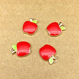 SANQIU Enamel Apple Charm Pack of 10 for Jewelry Making Fruit Pendant