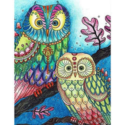 Owl Diamond Painting by Number Kits Greenke 5D DIY Full Round Drill Animal Diamond Painting for Adult Kids Gift, Home Living Room Bedroom Wall Decor Diamond Art Painting 12X16 inches