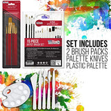 U.S. Art Supply 60 Piece Deluxe Acrylic Painitng Set wtih 12 Pack of 8" X 10" Professional Artist Quality Canvas Panel Boards, Aluminum Tabletop Easel, 24 Acrylic Colors, Acrylic Painting Pad