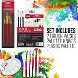 U.S Art Supply 87-Piece Deluxe Acrylic Painting Set with Aluminum Tabletop Easel, 24 Acrylic Colors, Acrylic Painting Pad, Stretched & Canvas Panels, Brushes & Palette Knives