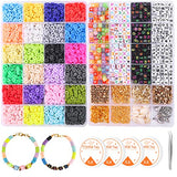 7200 Pcs Polymer Clay Heishi Beads for Bracelets, Flat Letter Clay Beads for DIY Jewelry Making Necklace Earring Bracelets Round Beads Kit