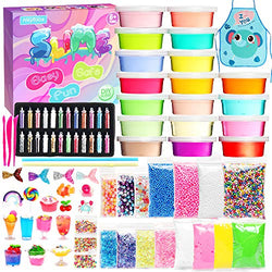 Quzooy Slime Kit - Slime Supplies Slime Making Kit for Girls Boys, Crystal Clear Slime, Includes Ice Cream Cups,Apron,Clay, Glitter,Fruit Slice and Tools,Fishbowl Beads Girls Toys,Gift for Kids