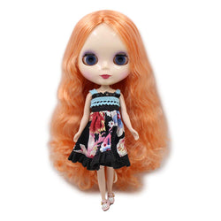 ASDAD Blyth 1/6 Nude Doll Light Orange Wavy Hair with Bangs/Fringe Normal Body White Skin Shine Face BJD DIY Toys