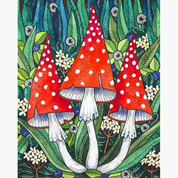 Mushroom Diamond Painting Kits - 5d Full Drill Diamond Art Kits for Adults Kids Beginners Colorful Diamond Dots Paint by Diamonds Gem Arts and Crafts for Wall Decor(11.8x15.8inch)