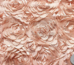 Satin Bridal Petal Rosette Floral Fabric 52" Wide Sold By The Yard (PEACH)