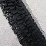 3-1/2 Inch Wide Ruffled Lace Fringe Lace Trim Skirt Extender Dress Sewing Accessory (2-Yards,