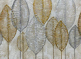 NC Paviliart, Canvas Wall Art, Golden and Silver Leaves, 24x 48 inch,100 hand painted Oil painting, Art Decoration, Ready to hang in living room